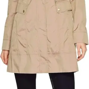 Cole Haan Women's Packable Hooded Rain Jacket with Bow