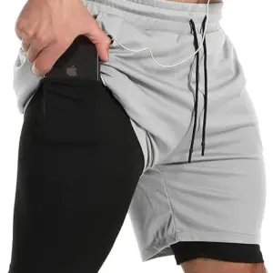 JWJ Men's Running Athletic Workout Sports Mens 2 in 1 Shorts Breathable Gym Short for Men with Pocket