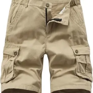 Vcansion Men's Cargo Shorts Casual Cotton Multi-Pockets Elastic Waist Camo Shorts