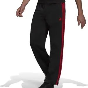 adidas Men's Essentials Warm-up Open Hem 3-stripes Tracksuit Bottoms, Black-white,